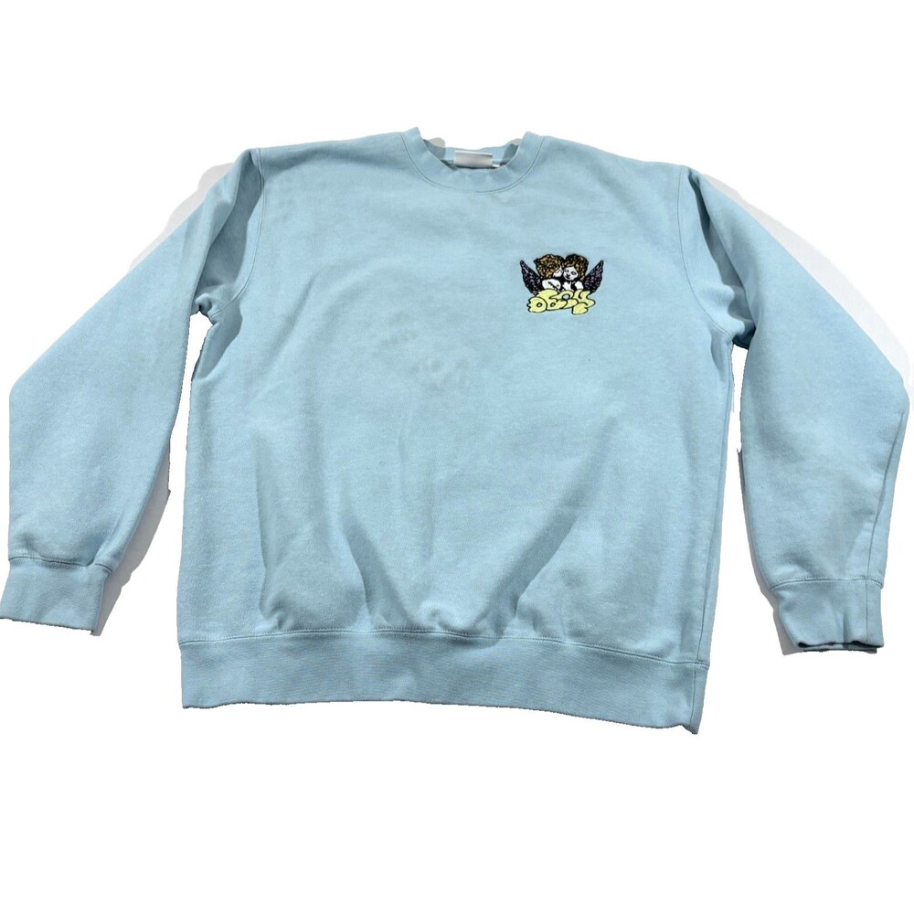 Obey Light Blue Crewneck Sweatshirt with Graphic Chest Logo